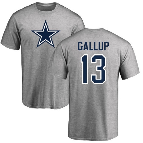 Men Dallas Cowboys Ash Michael Gallup Name and Number Logo #13 Nike NFL T Shirt